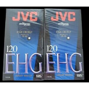 JVC High Energy T-120 EHG Library Master 6hrs Blank VHS Tape New & Sealed 120